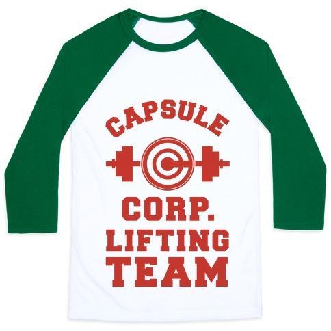 Virgin Teez  Baseball Tee Unisex Classic Baseball Tee / x-small / White/Dark Green CAPSULE CORP. LIFTING TEAM UNISEX CLASSIC BASEBALL TEE