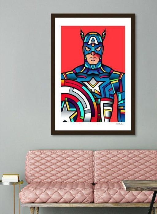 LUVD Framed Art Prints 8" x 11" / Black Captain America  Frame