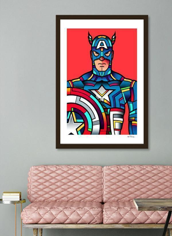 LUVD Framed Art Prints 8" x 11" / Black Captain America  Frame