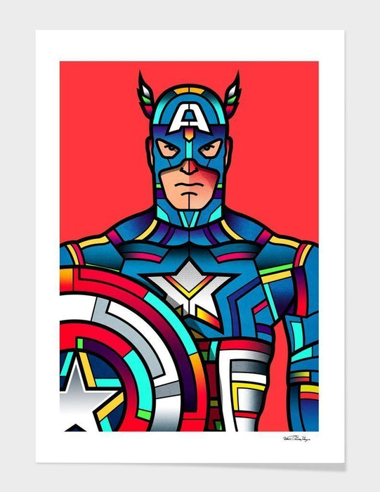 LUVD Framed Art Prints 8" x 11" / Black Captain America  Frame