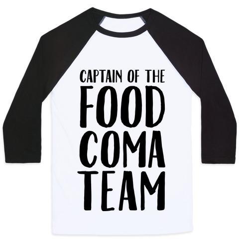 Virgin Teez  Baseball Tee Unisex Classic Baseball Tee / x-small / White/Black CAPTAIN OF THE FOOD COMA TEAM UNISEX CLASSIC BASEBALL TEE