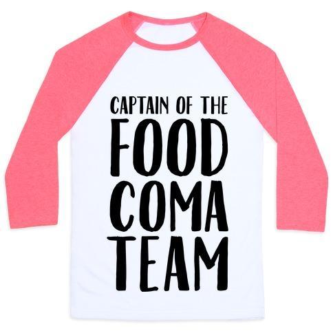 Virgin Teez  Baseball Tee Unisex Classic Baseball Tee / x-small / White/Neon Pink CAPTAIN OF THE FOOD COMA TEAM UNISEX CLASSIC BASEBALL TEE