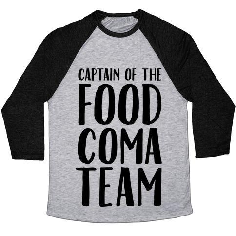 Virgin Teez  Baseball Tee Unisex Tri-Blend Baseball Tee / small / Athletic Gray / Black CAPTAIN OF THE FOOD COMA TEAM UNISEX TRI-BLEND BASEBALL TEE