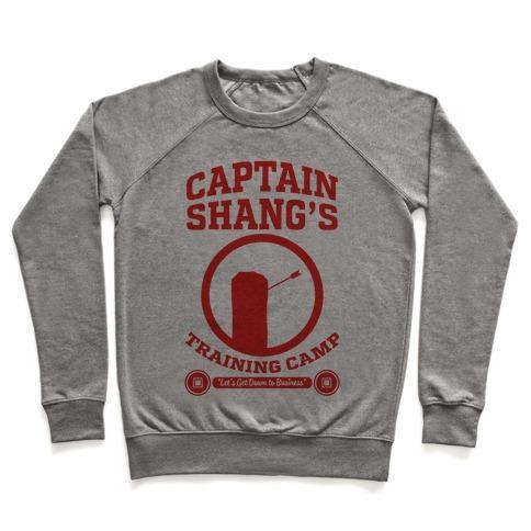 Virgin Teez  Pullover Crewneck Sweatshirt / x-small / Heathered Gray CAPTAIN SHANG'S TRAINING CAMP CREWNECK SWEATSHIRT