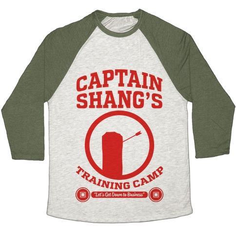 Virgin Teez  Baseball Tee Unisex Tri-Blend Baseball Tee / small / Oatmeal / Moss CAPTAIN SHANG'S TRAINING CAMP UNISEX TRI-BLEND BASEBALL TEE