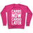 Virgin Teez  Pullover Crewneck Sweatshirt / x-small / Deep Pink CARBS NOW CARDIO LATER WHITE PRINT CREWNECK SWEATSHIRT
