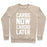 Virgin Teez  Pullover Crewneck Sweatshirt / x-small / Heathered Oatmeal CARBS NOW CARDIO LATER WHITE PRINT CREWNECK SWEATSHIRT