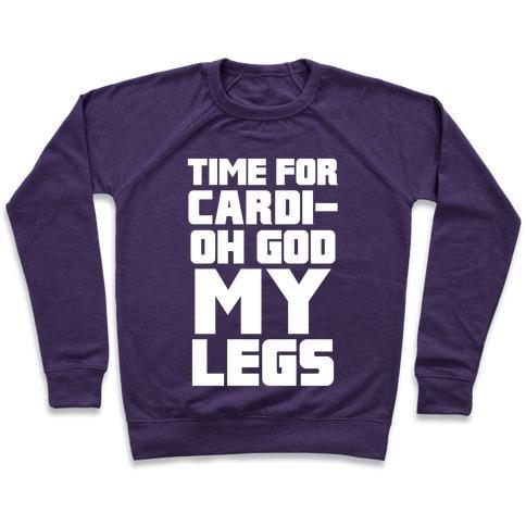 Virgin Teez  Pullover Crewneck Sweatshirt / x-small / Purple CARDI-OH GOD MY LEGS CREWNECK SWEATSHIRT