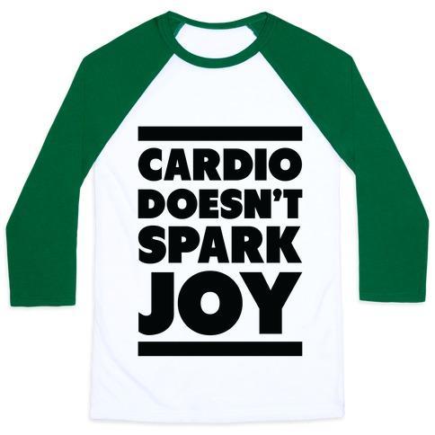 Virgin Teez  Baseball Tee Unisex Classic Baseball Tee / x-small / White/Dark Green CARDIO DOESN'T SPARK JOY UNISEX CLASSIC BASEBALL TEE