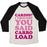 Virgin Teez  Baseball Tee Unisex Tri-Blend Baseball Tee / small / Oatmeal / Black CARDIO I THOUGHT YOU SAID CARBO LOAD UNISEX TRI-BLEND BASEBALL TEE