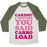 Virgin Teez  Baseball Tee Unisex Tri-Blend Baseball Tee / small / Oatmeal / Moss CARDIO I THOUGHT YOU SAID CARBO LOAD UNISEX TRI-BLEND BASEBALL TEE