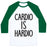 Virgin Teez  Baseball Tee Unisex Classic Baseball Tee / x-small / White/Dark Green CARDIO IS HARDIO UNISEX CLASSIC BASEBALL TEE