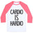Virgin Teez  Baseball Tee Unisex Classic Baseball Tee / x-small / White/Neon Pink CARDIO IS HARDIO UNISEX CLASSIC BASEBALL TEE