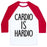 Virgin Teez  Baseball Tee Unisex Classic Baseball Tee / x-small / White/Red CARDIO IS HARDIO UNISEX CLASSIC BASEBALL TEE