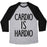 Virgin Teez  Baseball Tee Unisex Tri-Blend Baseball Tee / small / Athletic Gray / Black CARDIO IS HARDIO UNISEX TRI-BLEND BASEBALL TEE