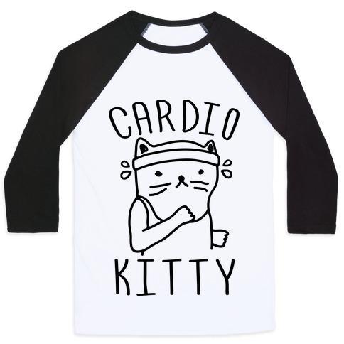 Virgin Teez  Baseball Tee Unisex Classic Baseball Tee / x-small / White/Black CARDIO KITTY UNISEX CLASSIC BASEBALL TEE