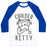 Virgin Teez  Baseball Tee Unisex Classic Baseball Tee / x-small / White/Blue CARDIO KITTY UNISEX CLASSIC BASEBALL TEE