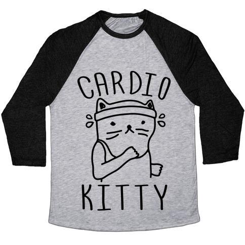 Virgin Teez  Baseball Tee Unisex Tri-Blend Baseball Tee / small / Athletic Gray / Black CARDIO KITTY UNISEX TRI-BLEND BASEBALL TEE