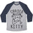 Virgin Teez  Baseball Tee Unisex Tri-Blend Baseball Tee / small / Athletic Gray / Navy CARDIO KITTY UNISEX TRI-BLEND BASEBALL TEE