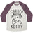 Virgin Teez  Baseball Tee Unisex Tri-Blend Baseball Tee / small / Oatmeal / Maroon CARDIO KITTY UNISEX TRI-BLEND BASEBALL TEE