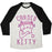 Virgin Teez  Baseball Tee Unisex Tri-Blend Baseball Tee / small / Oatmeal / Black CARDIO KITTY UNISEX TRI-BLEND BASEBALL TEE