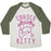 Virgin Teez  Baseball Tee Unisex Tri-Blend Baseball Tee / small / Oatmeal / Moss CARDIO KITTY UNISEX TRI-BLEND BASEBALL TEE
