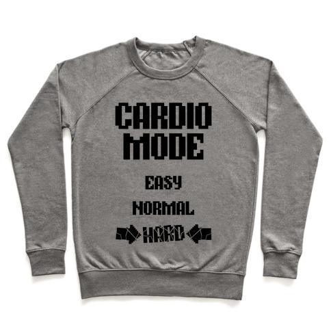 Virgin Teez  Pullover Crewneck Sweatshirt / x-small / Heathered Gray CARDIO MODE: HARD CREWNECK SWEATSHIRT