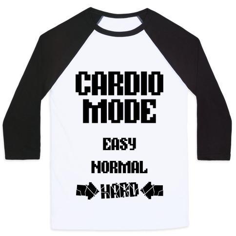 Virgin Teez  Baseball Tee Unisex Classic Baseball Tee / x-small / White/Black CARDIO MODE: HARD UNISEX CLASSIC BASEBALL TEE