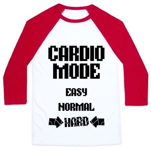 Virgin Teez  Baseball Tee Unisex Classic Baseball Tee / x-small / White/Red CARDIO MODE: HARD UNISEX CLASSIC BASEBALL TEE