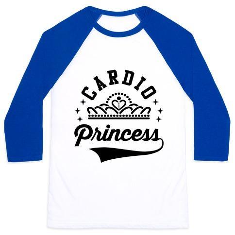 Virgin Teez  Baseball Tee Unisex Classic Baseball Tee / x-small / White/Blue CARDIO PRINCESS UNISEX CLASSIC BASEBALL TEE