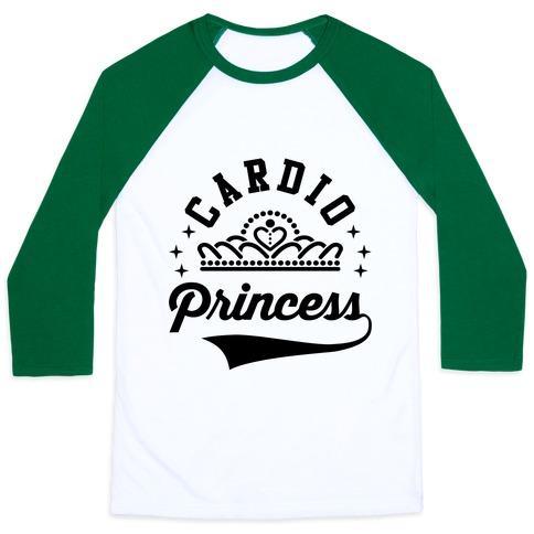 Virgin Teez  Baseball Tee Unisex Classic Baseball Tee / x-small / White/Dark Green CARDIO PRINCESS UNISEX CLASSIC BASEBALL TEE