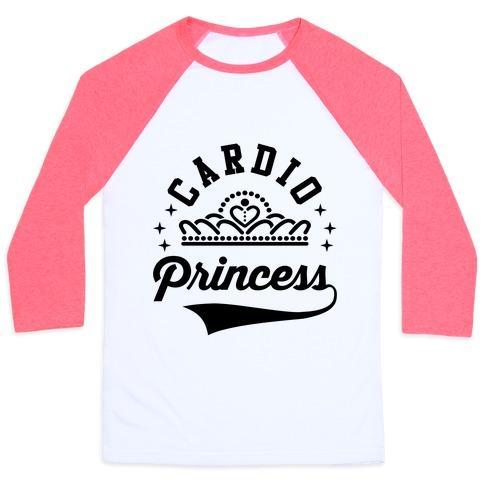 Virgin Teez  Baseball Tee Unisex Classic Baseball Tee / x-small / White/Neon Pink CARDIO PRINCESS UNISEX CLASSIC BASEBALL TEE