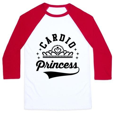 Virgin Teez  Baseball Tee Unisex Classic Baseball Tee / x-small / White/Red CARDIO PRINCESS UNISEX CLASSIC BASEBALL TEE
