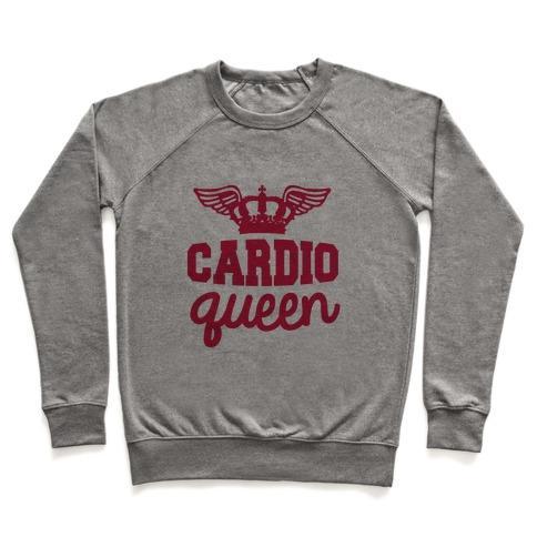 Virgin Teez  Pullover Crewneck Sweatshirt / x-small / Heathered Gray CARDIO QUEEN CREWNECK SWEATSHIRT