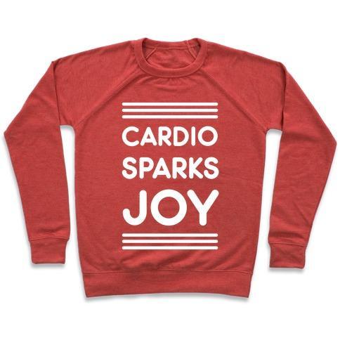 Virgin Teez  Pullover Crewneck Sweatshirt / x-small / Heathered Red CARDIO SPARKS JOY CREWNECK SWEATSHIRT