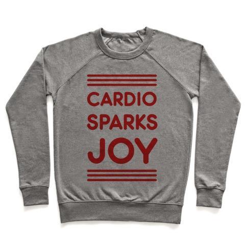 Virgin Teez  Pullover Crewneck Sweatshirt / x-small / Heathered Gray CARDIO SPARKS JOY CREWNECK SWEATSHIRT