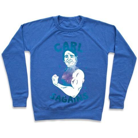 Virgin Teez  Pullover Crewneck Sweatshirt / x-small / Heathered Blue CARL SAGAINS CREWNECK SWEATSHIRT