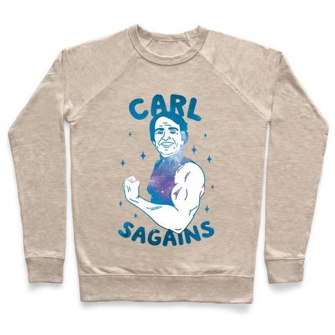 Virgin Teez  Pullover Crewneck Sweatshirt / x-small / Heathered Oatmeal CARL SAGAINS CREWNECK SWEATSHIRT