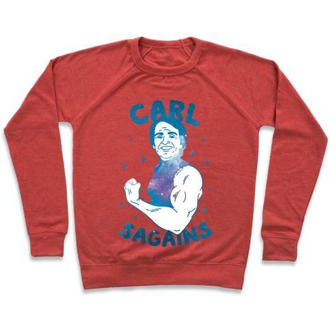 Virgin Teez  Pullover Crewneck Sweatshirt / x-small / Heathered Red CARL SAGAINS CREWNECK SWEATSHIRT