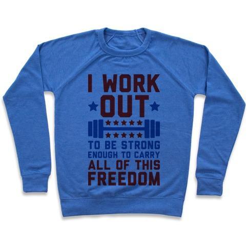 Virgin Teez  Pullover Crewneck Sweatshirt / x-small / Heathered Blue CARRY ALL OF THIS FREEDOM CREWNECK SWEATSHIRT