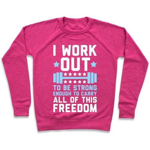 Virgin Teez  Pullover Crewneck Sweatshirt / x-small / Deep Pink CARRY ALL OF THIS FREEDOM CREWNECK SWEATSHIRT