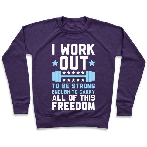 Virgin Teez  Pullover Crewneck Sweatshirt / x-small / Purple CARRY ALL OF THIS FREEDOM CREWNECK SWEATSHIRT