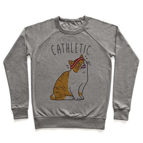 Virgin Teez  Pullover Crewneck Sweatshirt / x-small / Heathered Gray CATHLETIC CREWNECK SWEATSHIRT