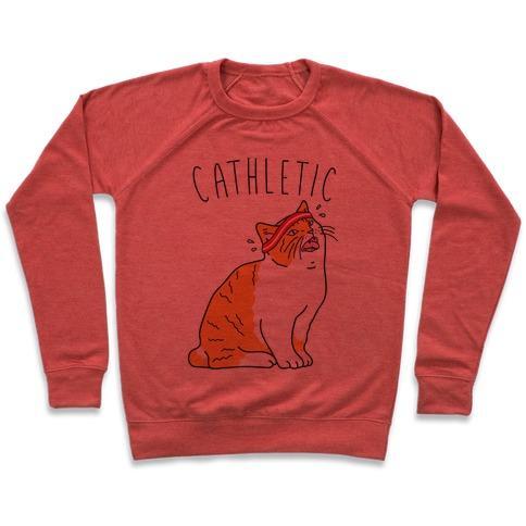Virgin Teez  Pullover Crewneck Sweatshirt / x-small / Heathered Red CATHLETIC CREWNECK SWEATSHIRT