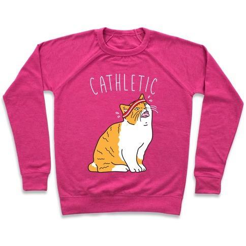Virgin Teez  Pullover Crewneck Sweatshirt / x-small / Deep Pink CATHLETIC CREWNECK SWEATSHIRT