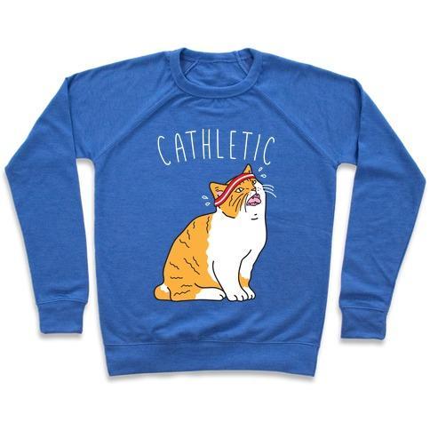 Virgin Teez  Pullover Crewneck Sweatshirt / x-small / Heathered Blue CATHLETIC CREWNECK SWEATSHIRT