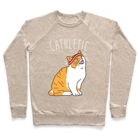 Virgin Teez  Pullover Crewneck Sweatshirt / x-small / Heathered Oatmeal CATHLETIC CREWNECK SWEATSHIRT