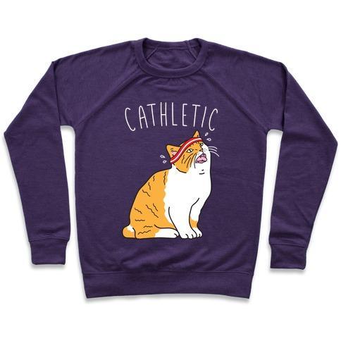 Virgin Teez  Pullover Crewneck Sweatshirt / x-small / Purple CATHLETIC CREWNECK SWEATSHIRT