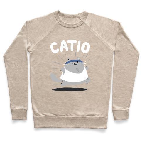 Virgin Teez  Pullover Crewneck Sweatshirt / x-small / Heathered Oatmeal CATIO CREWNECK SWEATSHIRT