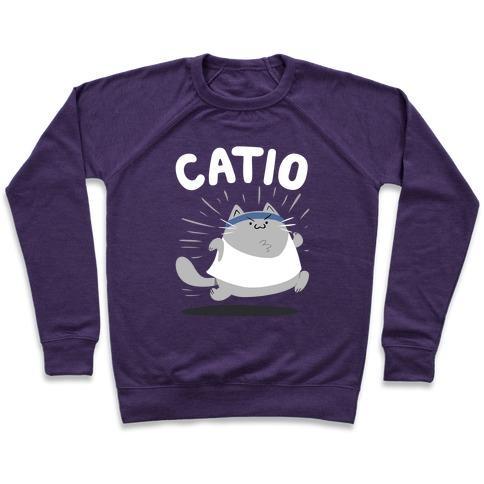 Virgin Teez  Pullover Crewneck Sweatshirt / x-small / Purple CATIO CREWNECK SWEATSHIRT